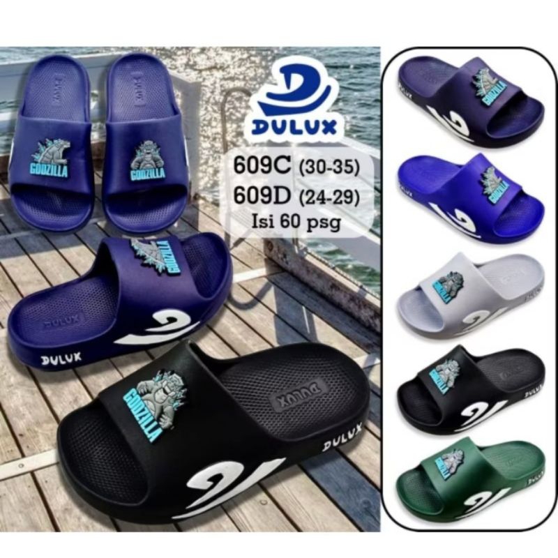 sandal slop Dulux anak laki-laki karakter Godzilla