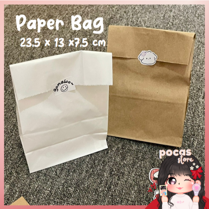 [PS] PAPERBAG COKLAT PUTIH 23,5 x 13 x 7,5cm 50 GSM PACKING PC AESTETHIC MURAH AMAN Y2K PHOTOCARD KE