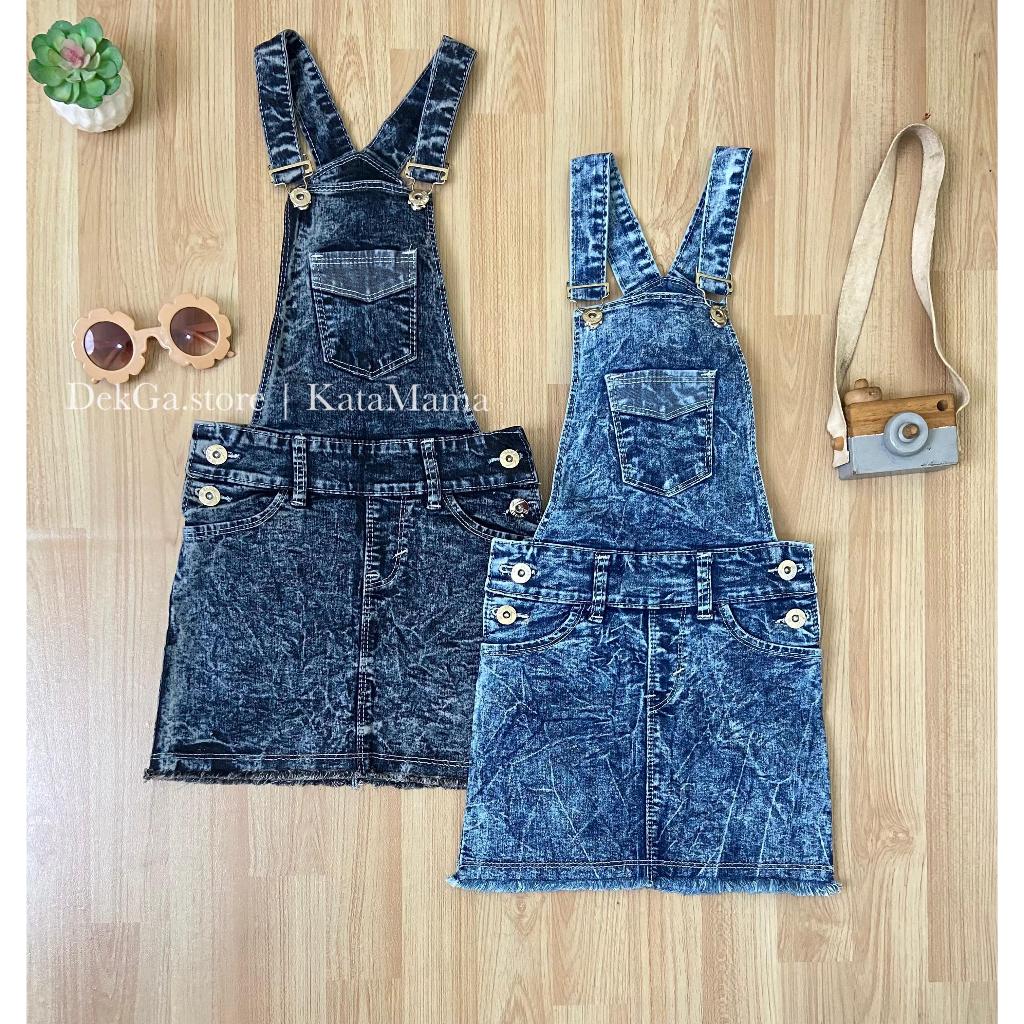 Overall rok pendek anak perempuan overall denim kodok 2-9tahun