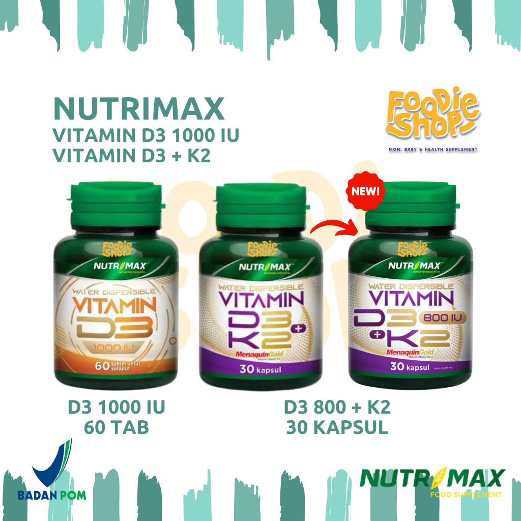 Nutrimax Vitamin D3 1000 iu 60 / Vitamin D3 800 iu + K2 30