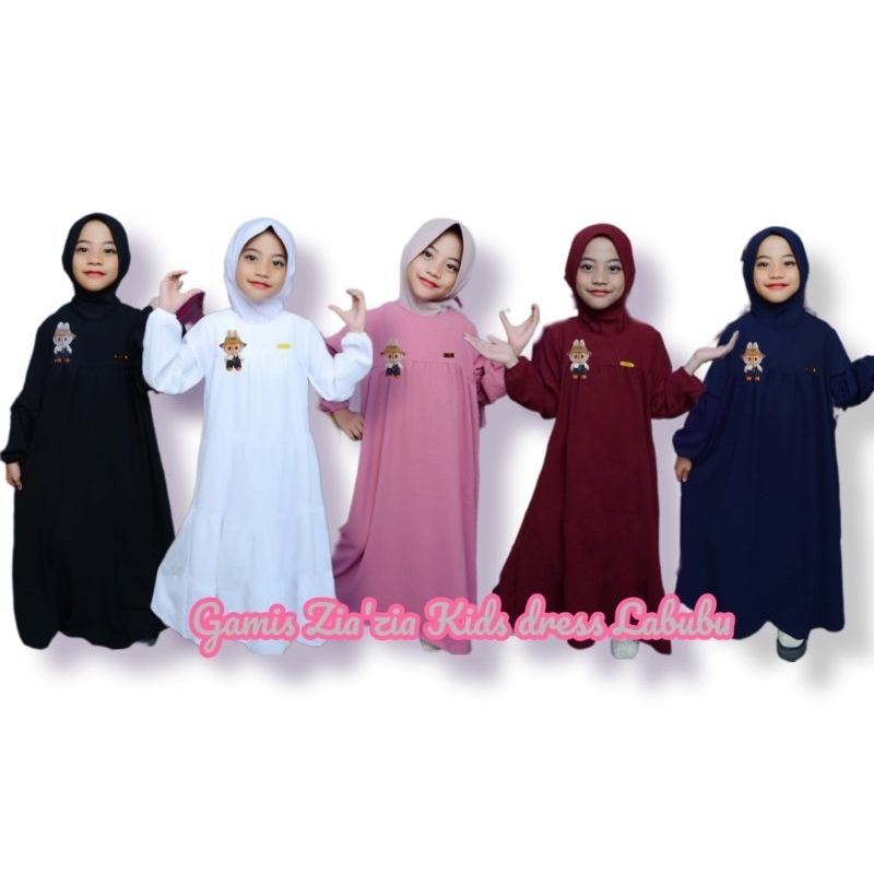 RB Zia"zia Gamis anak Labubu Gamis anak Perempuan Usia 3-12thn Premium Dress Cringkle Airflow to AST