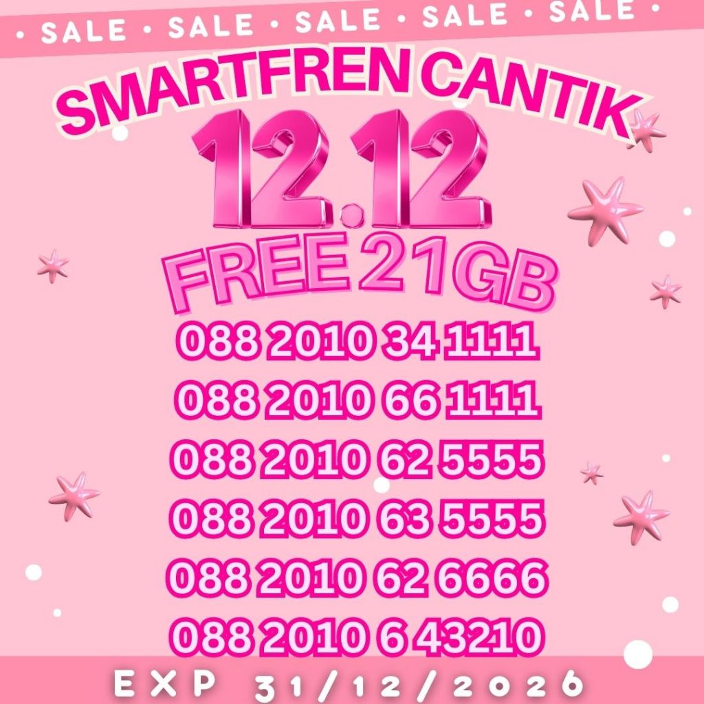Nomor Cantik Smartfren Seri Kwarted BONUS 21 GB Harga 125ribu