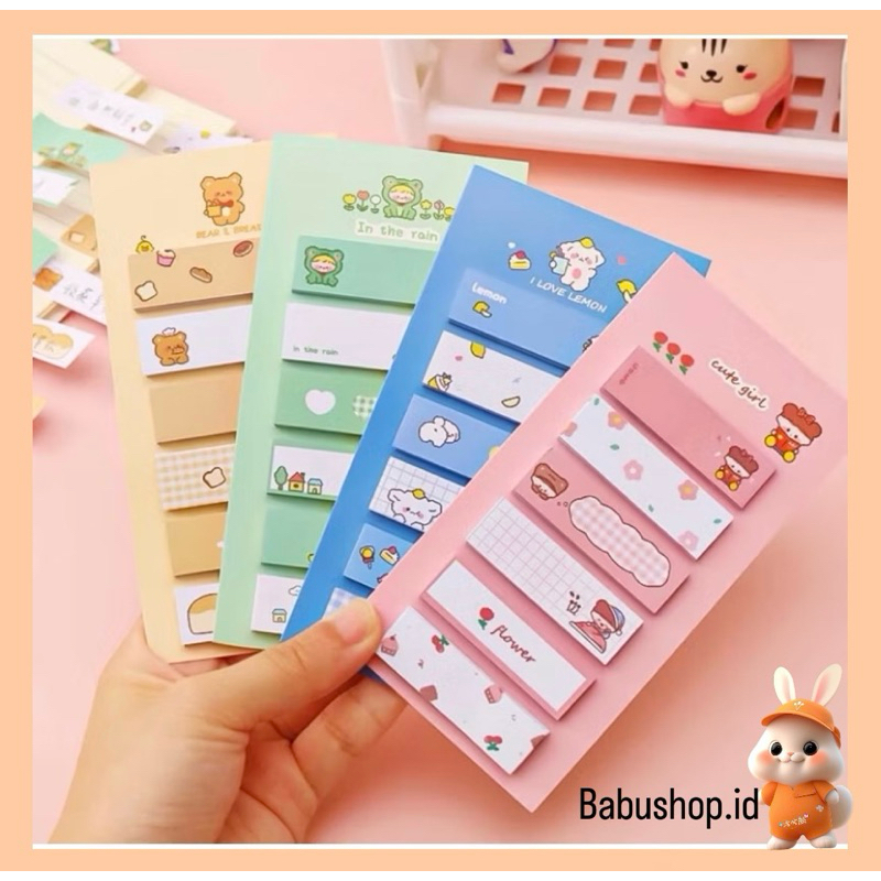 

BBS Sticky Notes Lucu 6IN1 Tempelan Kertas Catatan 120 Lembar Notes Kertas Tempel Karakter Bear Frog Girl Pembatas Buku Cute Imut Penanda Buku Memo Stick Stationery Memo Pad Convenience Cute 6 IN 1