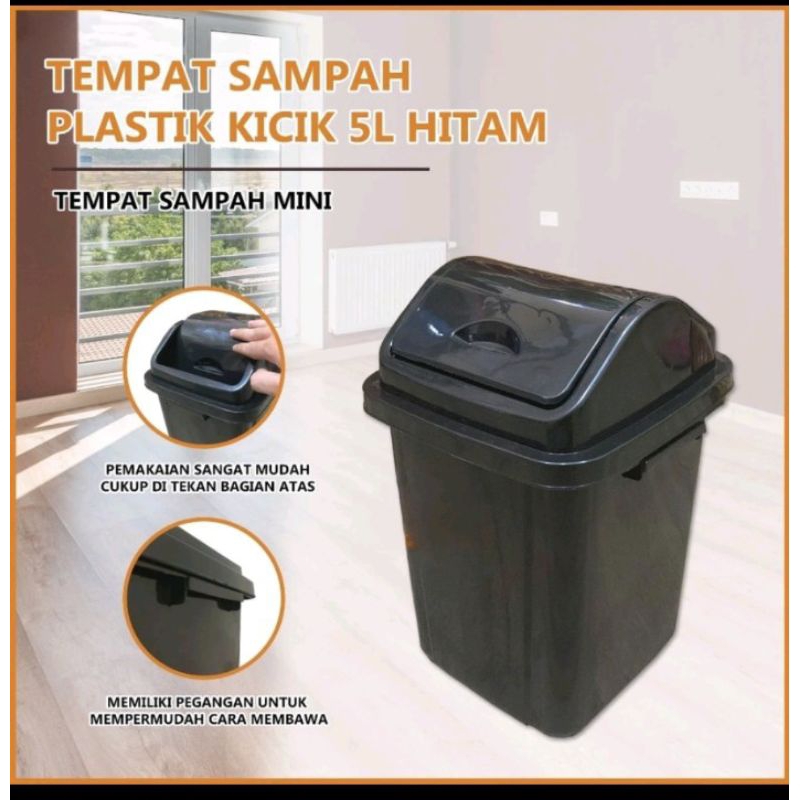 TEMPAT SAMPAH ELIT - Bak Sampah Aesthetic / Tong Sampah Kamar Mandi 10 liter hitam dan Florence Warn