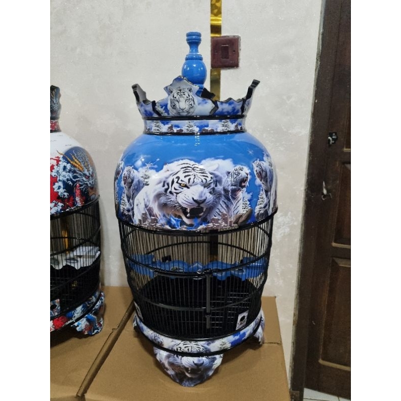 sangkar perkutut motif macan