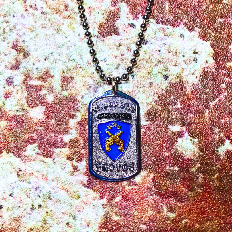 Kalung Dog Tag PROVOS POLRI Full Logam COR Logo Monel Army Style Chrome Silver