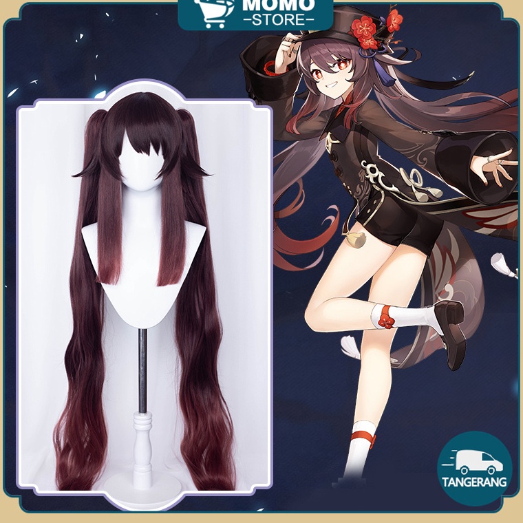 STOKTERBATAS Wig Cosplay Hutao Hitam coklat Genshin Impact Pursun Genshin Impact Hutao Anime Game Hu