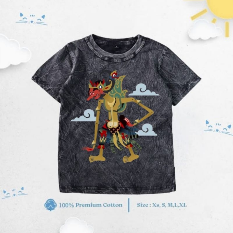 BAJU KAOS WASHED ANAK WAYANG ATASAN ANAK GRATIS NAMA
