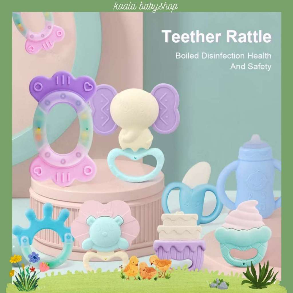 Gigitan Bayi Teether Mainan Anak Bunyi Silikon BPA Free