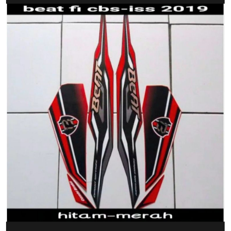 stiker striping lis bodi motor beat fi new 2019 hitam merah