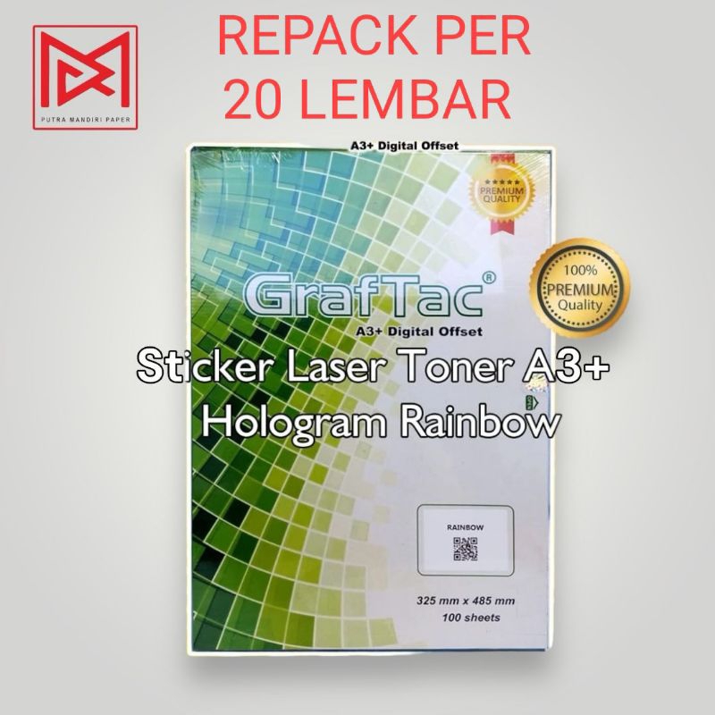 

stiker hologram graftac A3+ repack per 20 lembar (bahan print stiker)