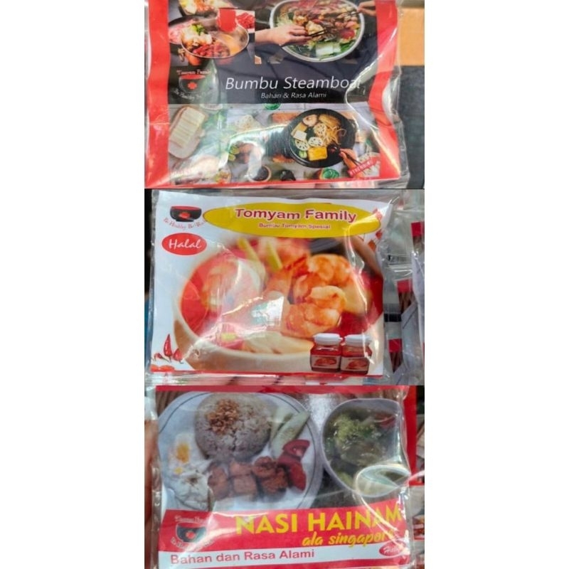 

Bumbu Masakan Instan Nasi Hainam /Tomyam/Fuyunghai/Steamboat/Ayam Goreng ala hongkong/Sup Ikan Batam