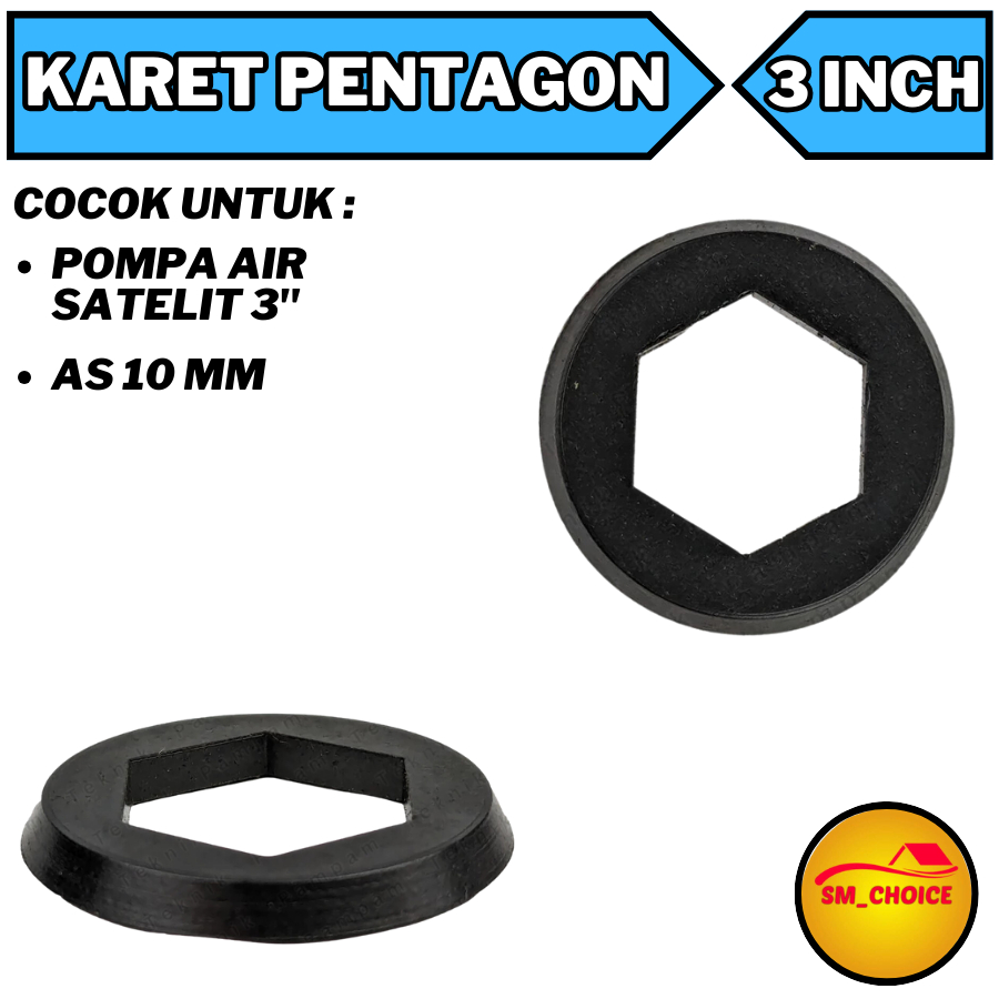 RING IMPELLER POMPA SATELIT 3 INCH KARET RING PENTAGON POMPA SUBMERSIBLE 3"