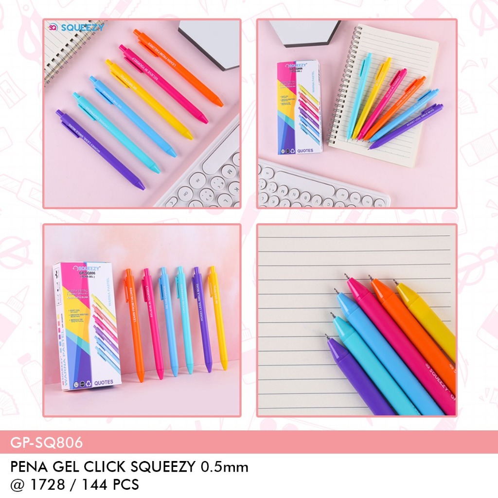 

Pulpen / Ballpoint / Pen Gell Cetek Klik Squeezy GP - SQ806 (12 Pcs)