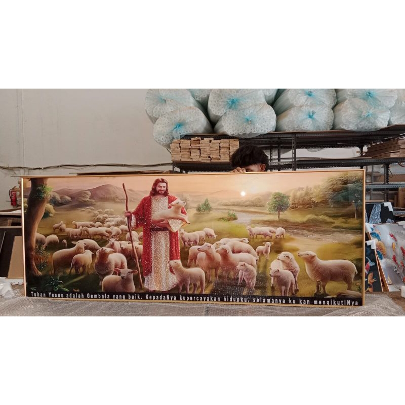 Lukisan Porcelain Diamond 5D Gambar Yesus perjamuan