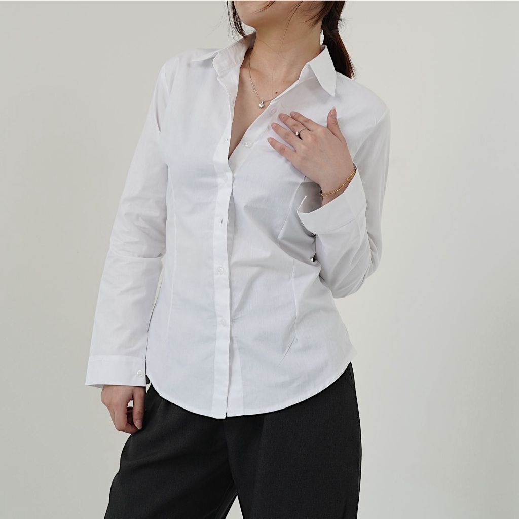 JUNELLE - Heather Shirt | Slim Fit Shirt | Kemeja Slim Wanita | Kemeja Kantor wanita | Kemeja Lengan