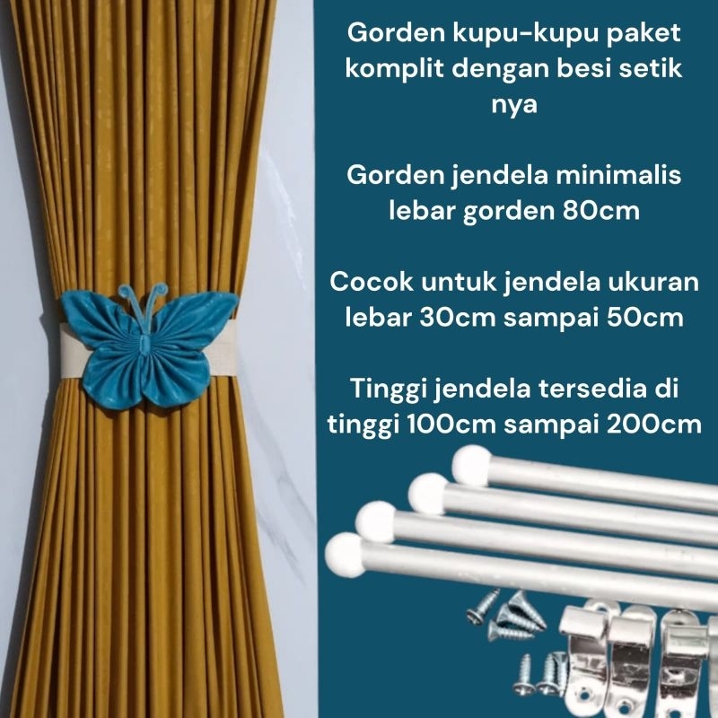 gorden kupu kupu paket komplit tinggal masang gorden kaca minimalis untuk jendela lebar 30cm sampai 