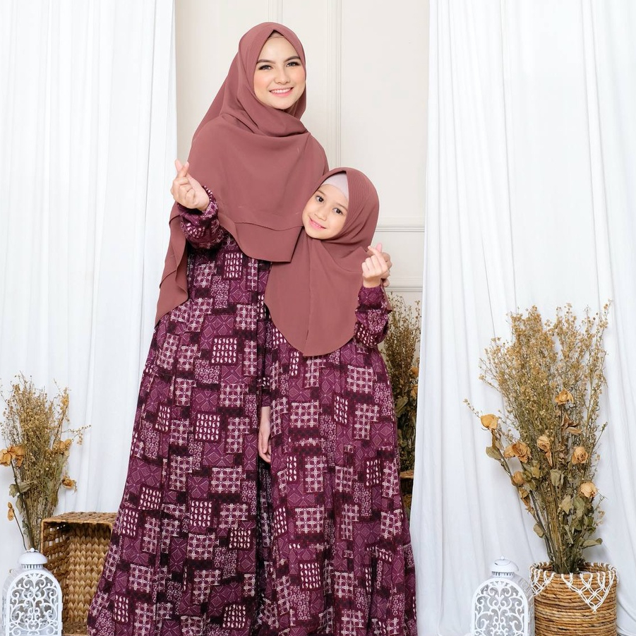 MICHAN | GAMIS COUPLE BATIK IBU ANAK KILA MOTIF RAYON BROWN, GRAPE, GREEN, NAVY D20P