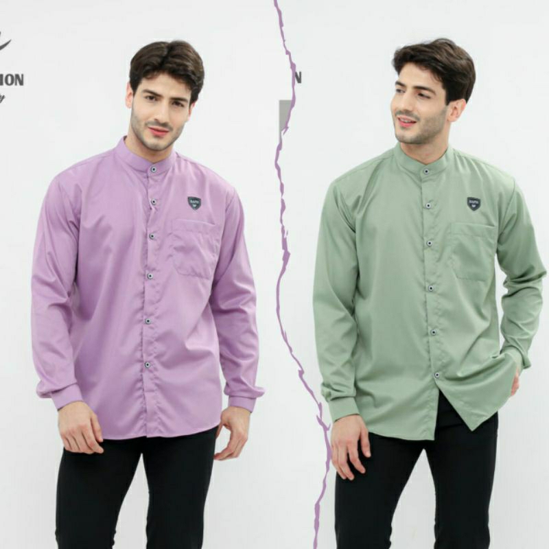 BAJU KOKO PRIA POLOS LENGAN PANJANG // KEMEJA KOKO PRIA POLOS LENGAN PANJANG