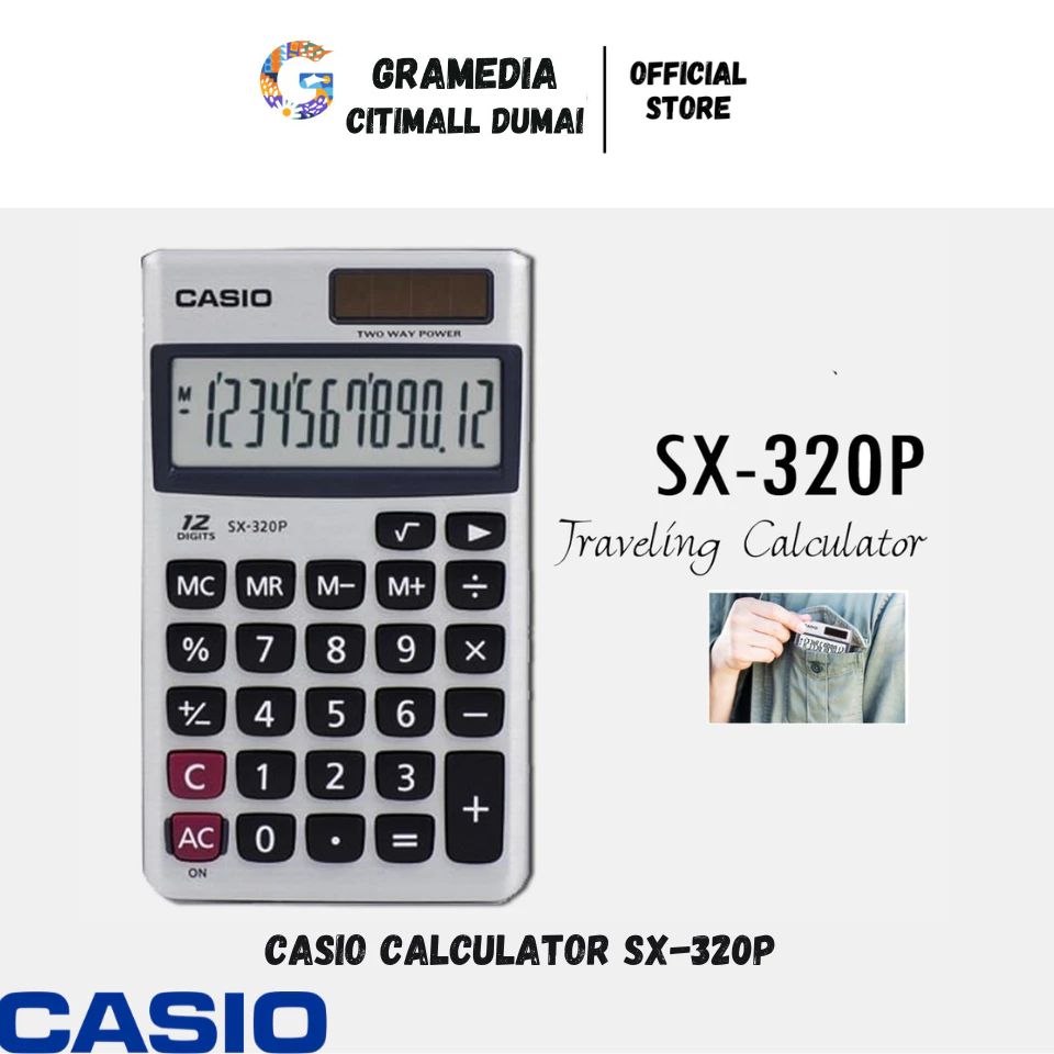 

CASIO CALCULATOR SX-320P - 12 Digits Kalkulator Mini (Original) Gramedia Citimall Dumai