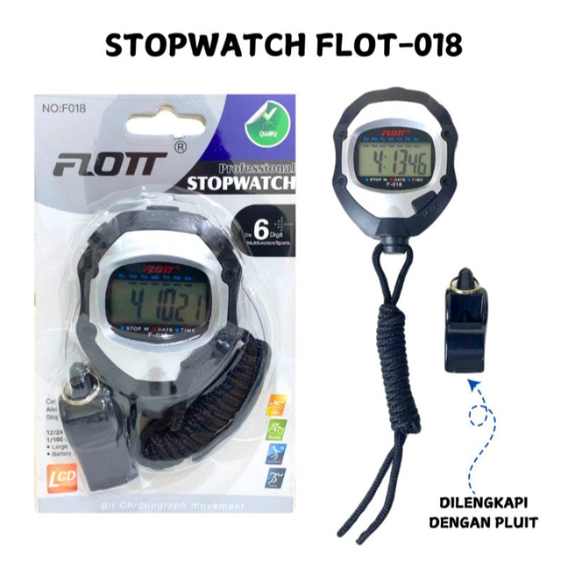 Stopwatch Digital Plus Peluit Stopwatch Flott-018 Digital LCD