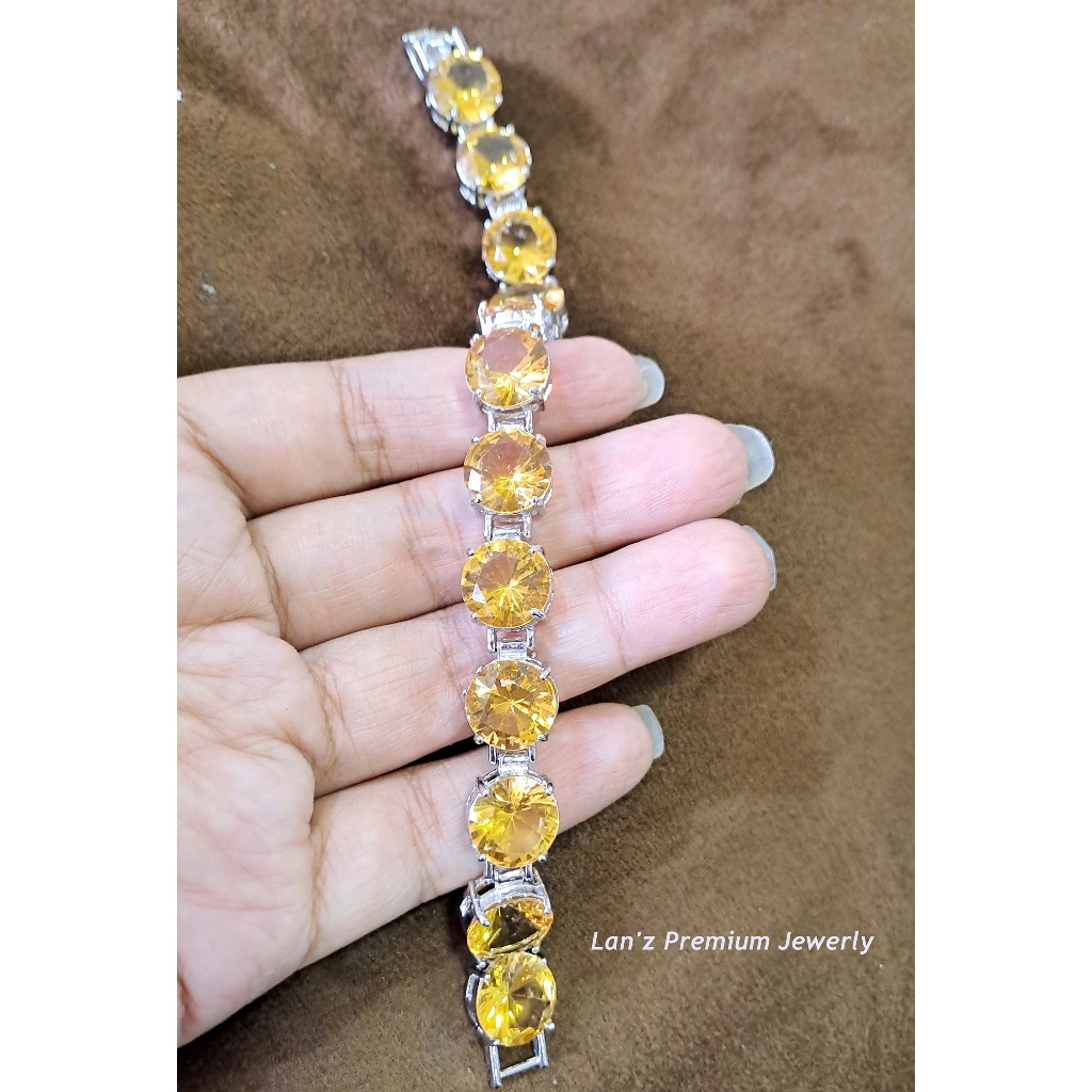 Gelang Jumbo Batu Luxe Yellow Titanium Pria Wanita