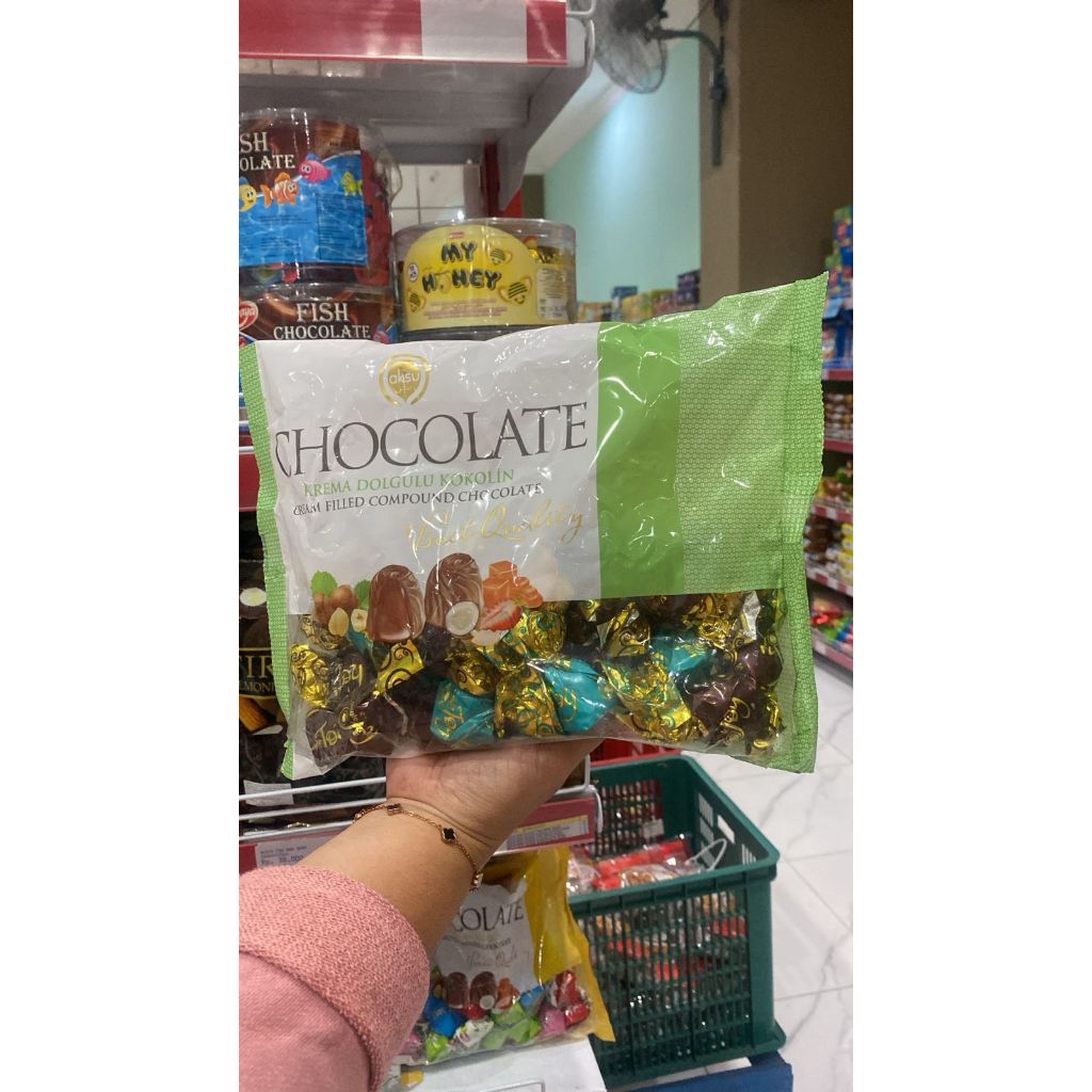 

Snack/Cemilan/Makanan Ringan Chocolate Krema Dolgulu Kokolin (Hijau) 300 gr