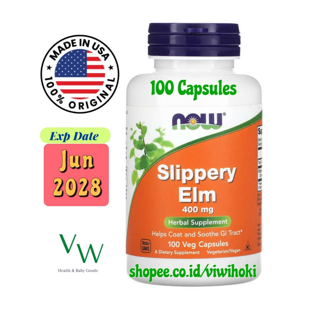 NOW Supplements, Slippery Elm (Ulmus rubra) 400 mg, Herbal Supplement, 100 Veg Capsules