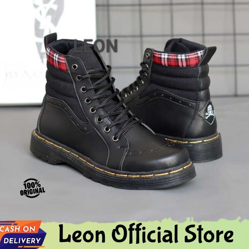 Leon Hunter Sepatu Boots Casual Hitam Pria Boot Docmart Highsk8 Formal Kerja Original
