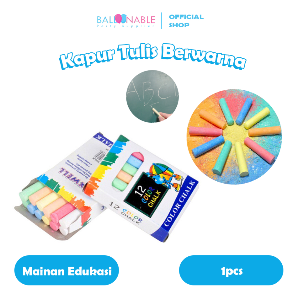 

12pc Kapur Tulis / Kapur Warna Warni / Colors Chalk Sidewalk by Balloonable