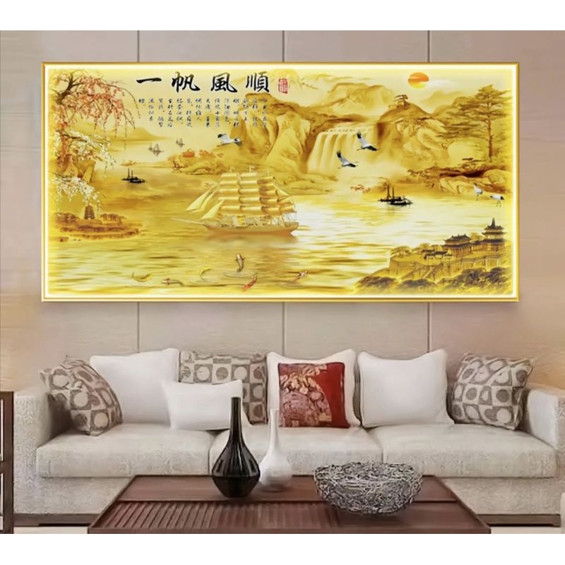 lukisan Porcelain Diamond 5d motif tulisan mandarin Fu