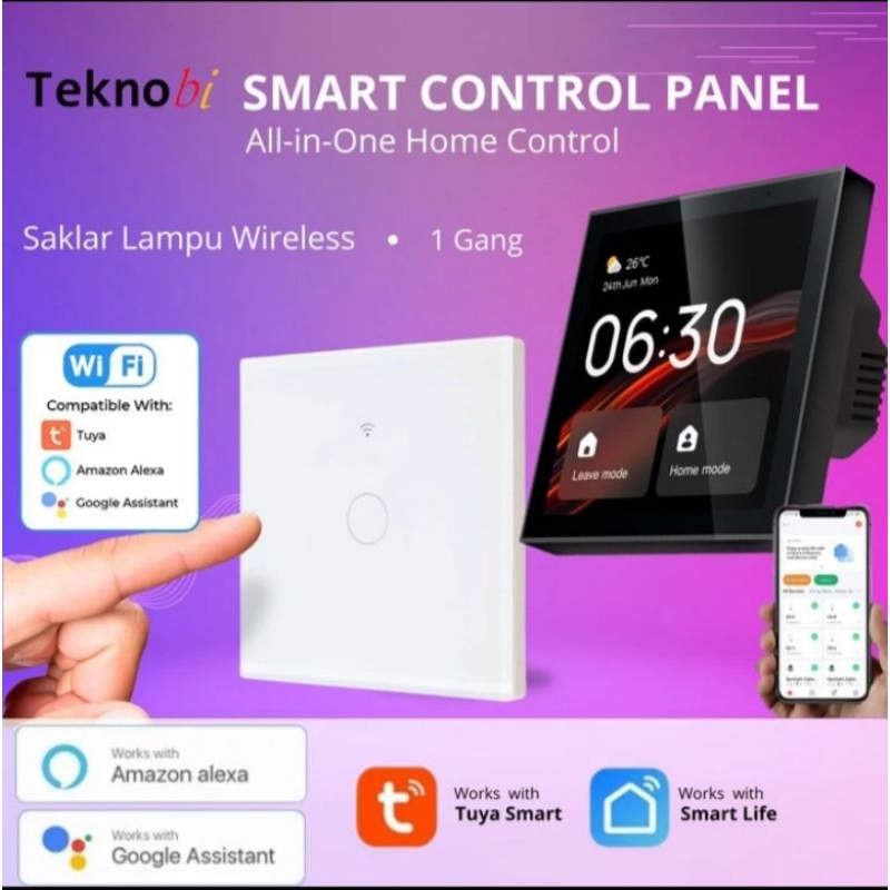 Smart Control Panel Saklar Lampu 1 Gang Smart Home Device Wireless Kontrol Tuya