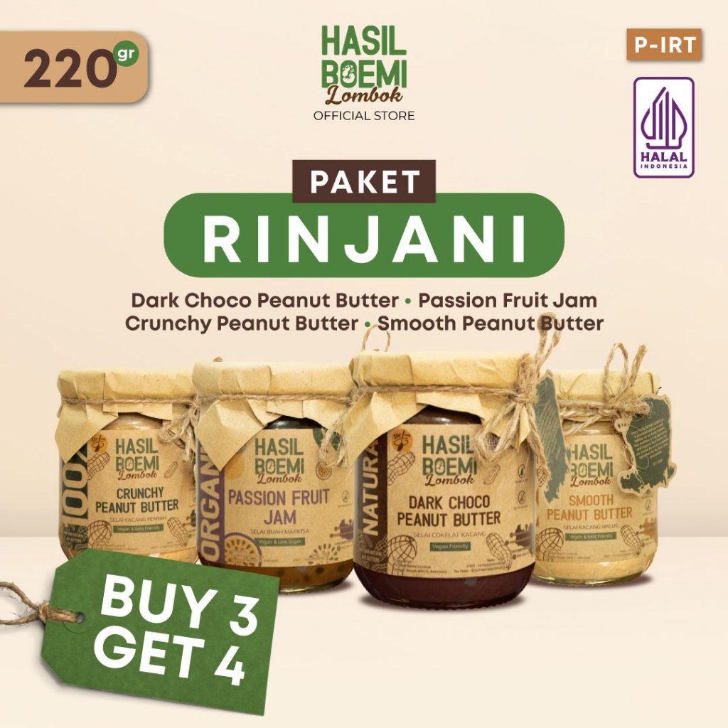 

Bundling Selai Sehat – Paket Rinjani Buy 3 Free 1 | Real Food, Organik, MPASI Friendly