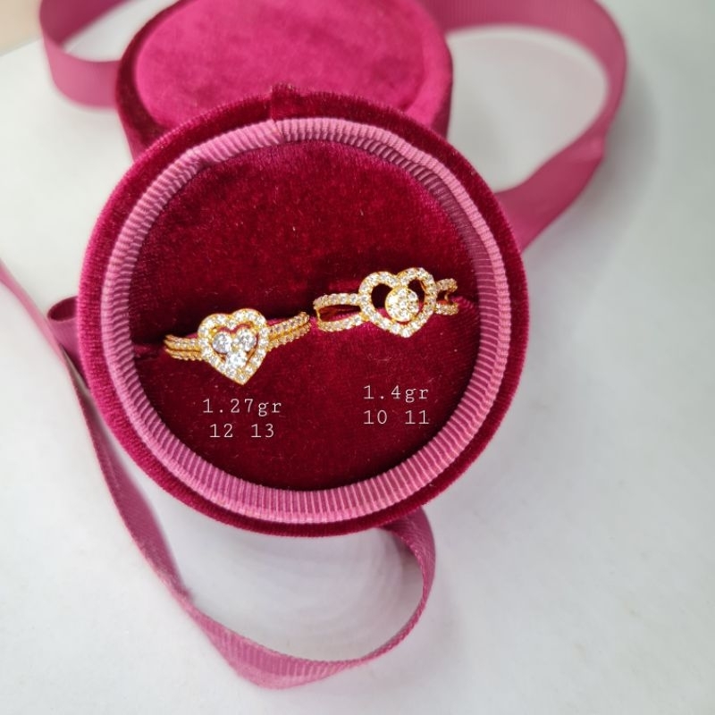 Cincin Emas Asli Permata Hati Dubai Bunga Krawang Emas Asli Kadar 375