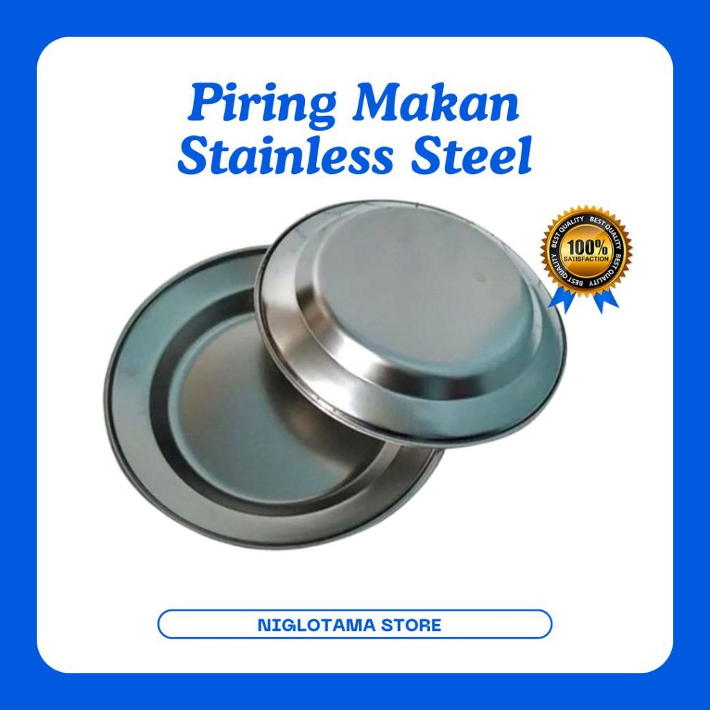 12 PCS Piring BMW Piring Makan Stainless 1 Lusin 20 cm / 22 cm / 24 cm BMW / Piring Makan Bahan Teba