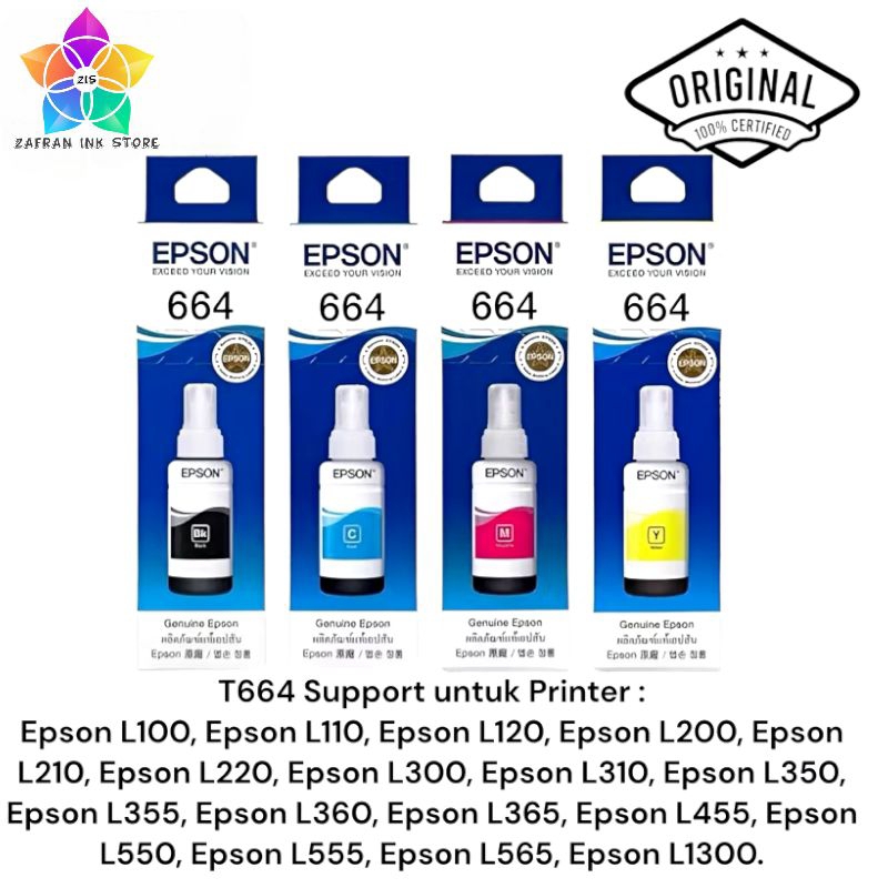 TINTA EPSON 664 ORIGINAL ASLI 1SET L100 L110 L120 L200 L220 L300 L310