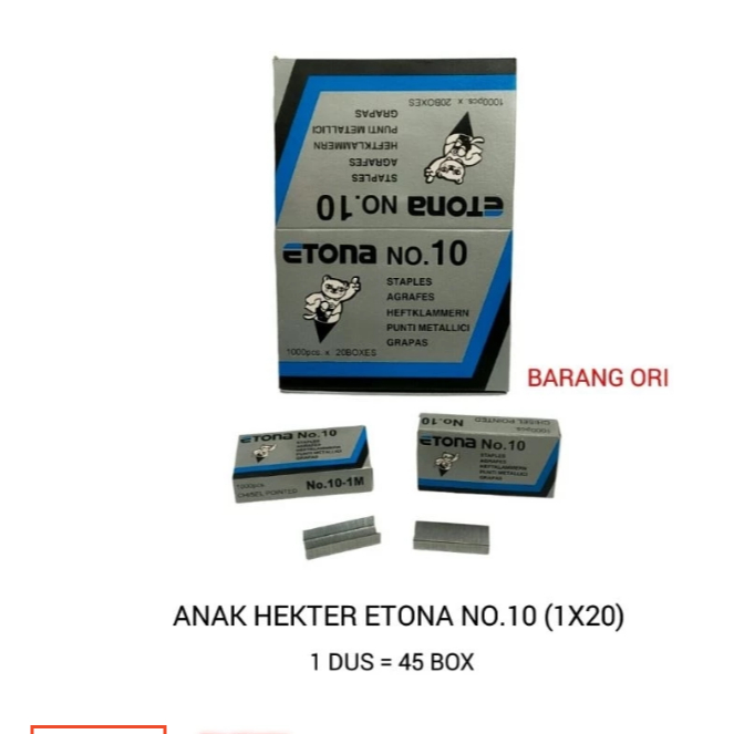 

(1 Box Kecil) Anak Hekter Etona No.10/Isi Hekter/Staples Harga Per Box Kecil