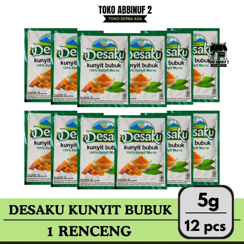 

12 PCS - DESAKU KUNYIT BUBUK 5g SACHET - 1 RENCENG