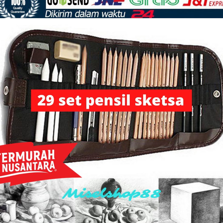 

Hot Selling set 29 pensil sketsa gambar sketch drawing pencil free pouch exclusive