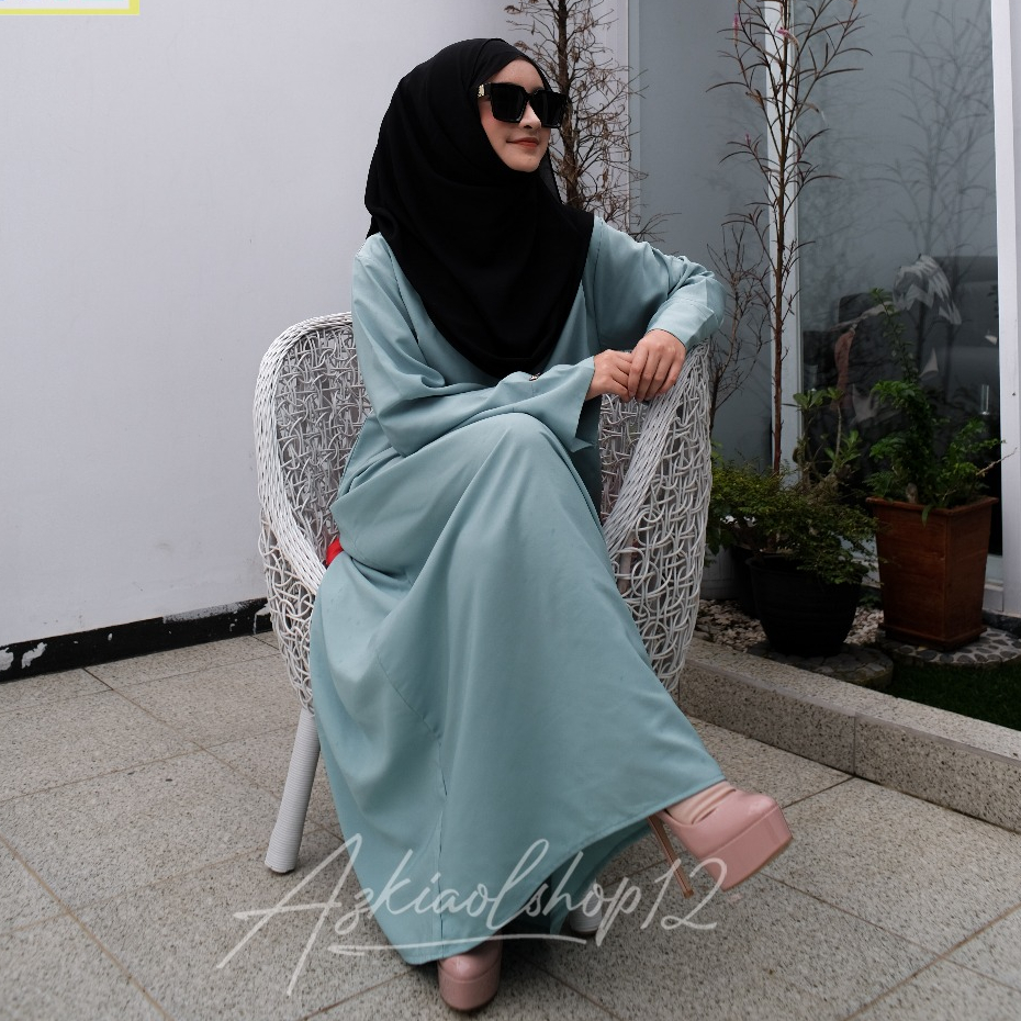 [NEW AZKIA Dress] Gamis hitam jetblack kiara polos premium | Abaya hitam anti uv mewah