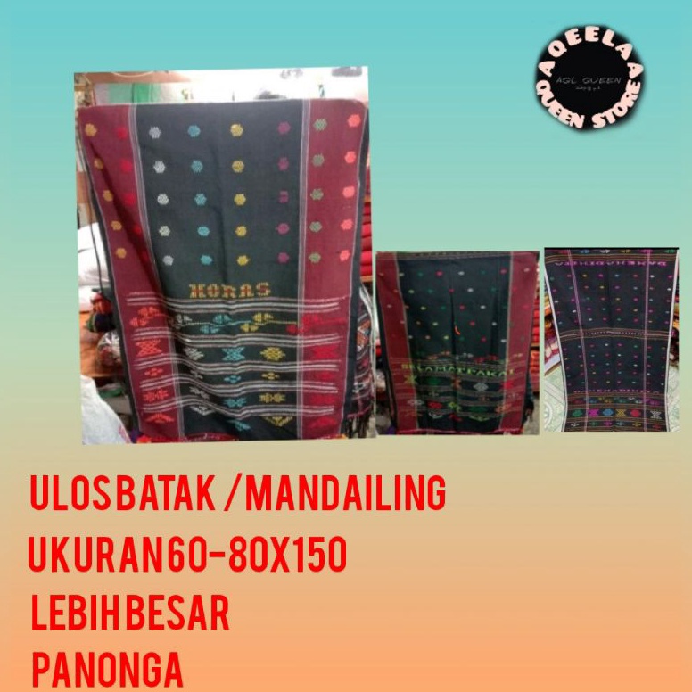 KODE E65O ulos BatakMandailing sisi merah Panonga UK 68x15cm