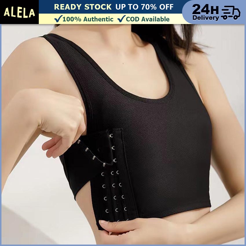 Breast Binder Half Kait Hook Sport BRA Chest Binder Perata Dada Korset Dada Wanita Tomboy Hitam