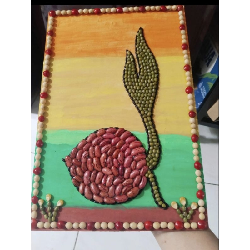 

kolase biji bijian tunas kelapa background lukis