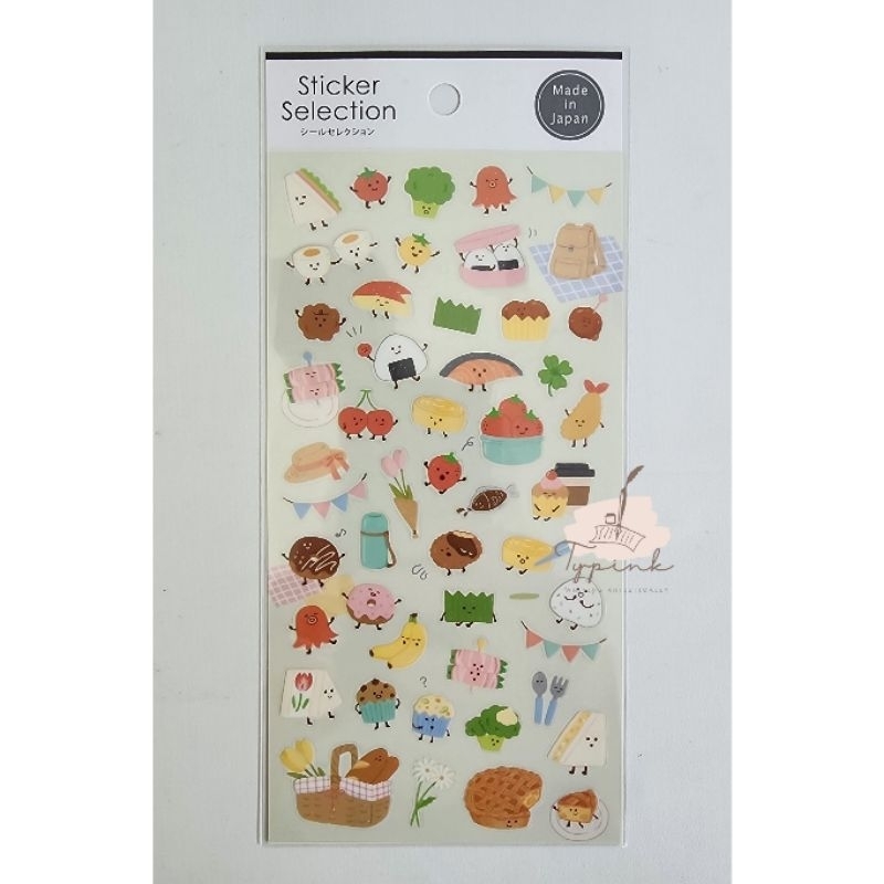

GAIA STICKER COLLECTIONS KAWAII PICNIC FOOD VEGIES AND FRUITS STIKER BUAH ONIGIRI SUSHI SAYURAN JOURNAL SCRAPBOOK PLANNER DECOR MADE IN JAPAN