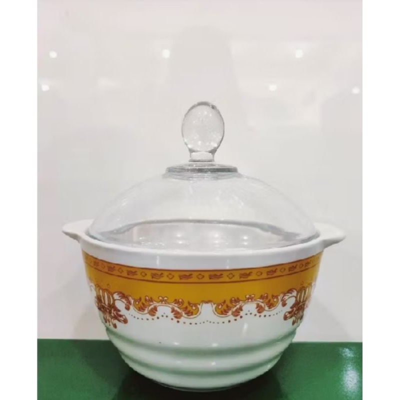mangkuk mahkota Material keramik tutup kaca/Bowl tutup kaca mangkok sayur