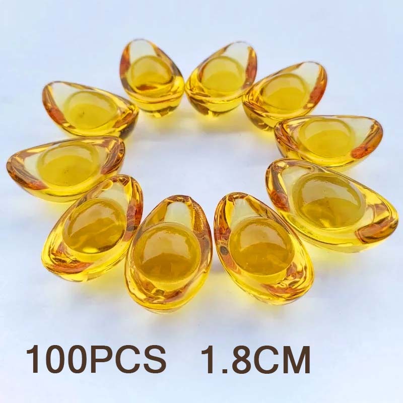 100pcs Lucky Yen Bao Mini Crystal  Kecil Fengshui Kekayaan Kristal Yuan Bao Lucky Yuan Bao Dekorasi 