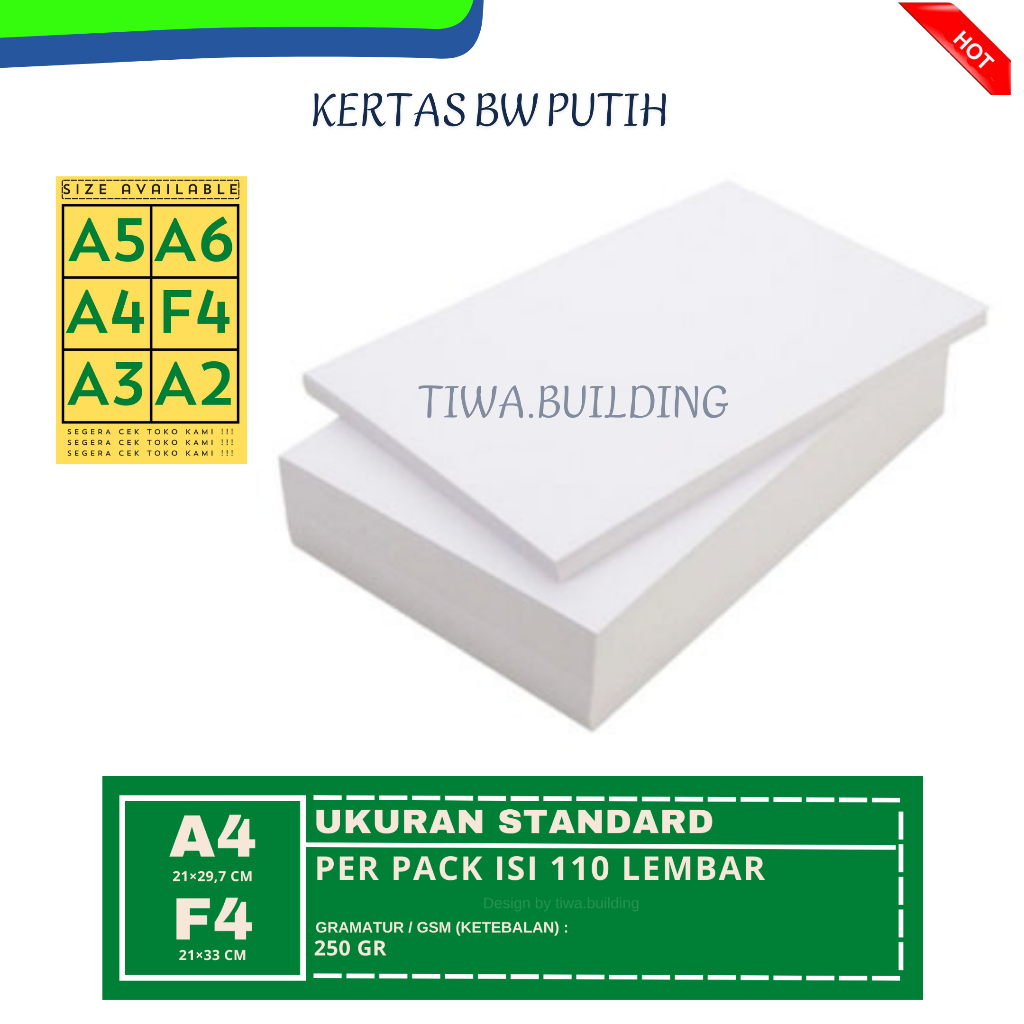 

KERTAS BLUES WHITE (BW) UKURAN A4 PERPACK ISI 110 LEMBAR