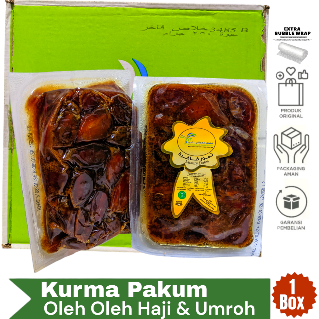 

Kurma Termo Vacum saudi Khalas Vacum saudi 1 pcs 250 gr