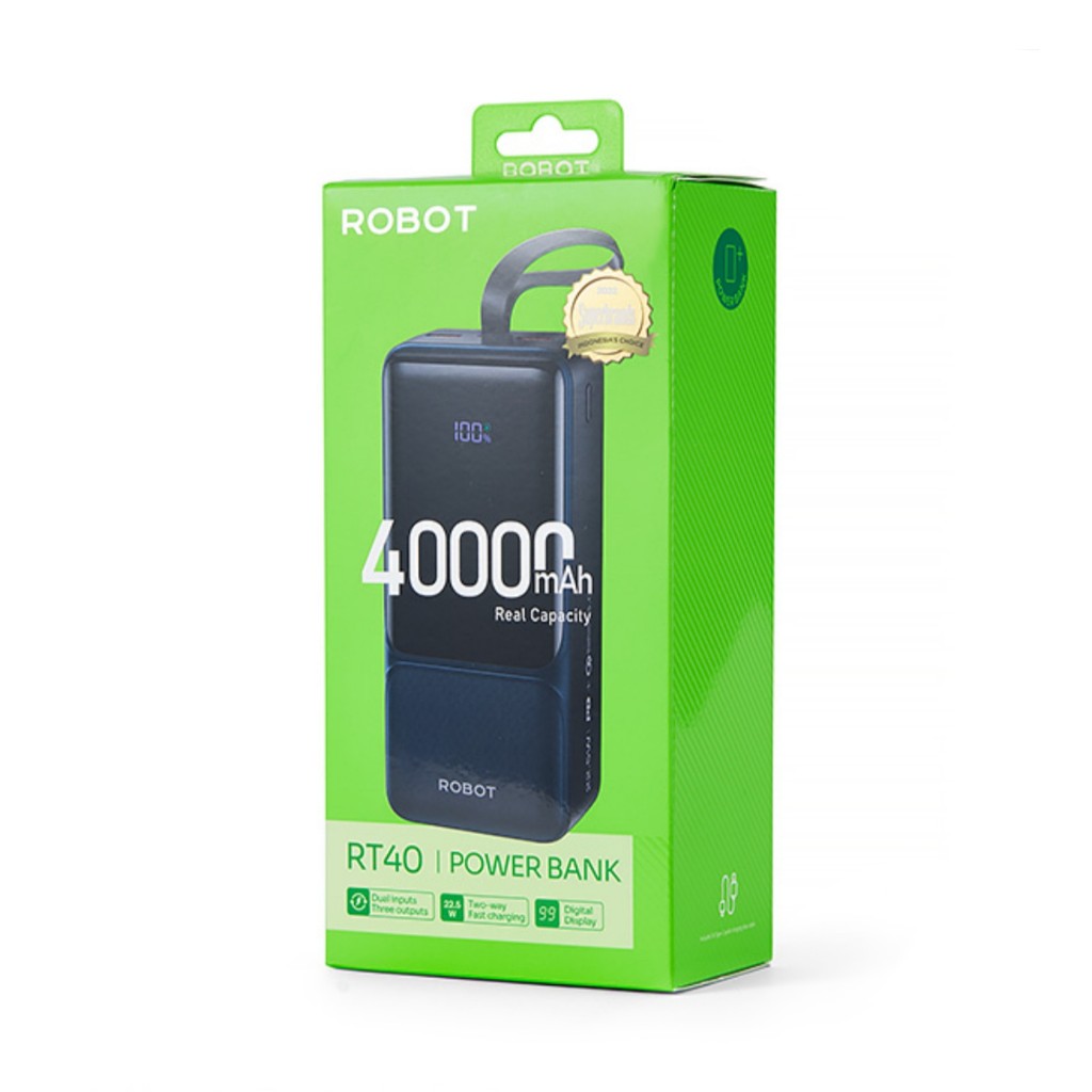 ROBOT RT40 Powerbank 40000 mAh 22.5W 3 Port Fast Charging LED QC PD