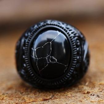Cincin Batu Akik Pirus Hitam Ring Hitam Tanam